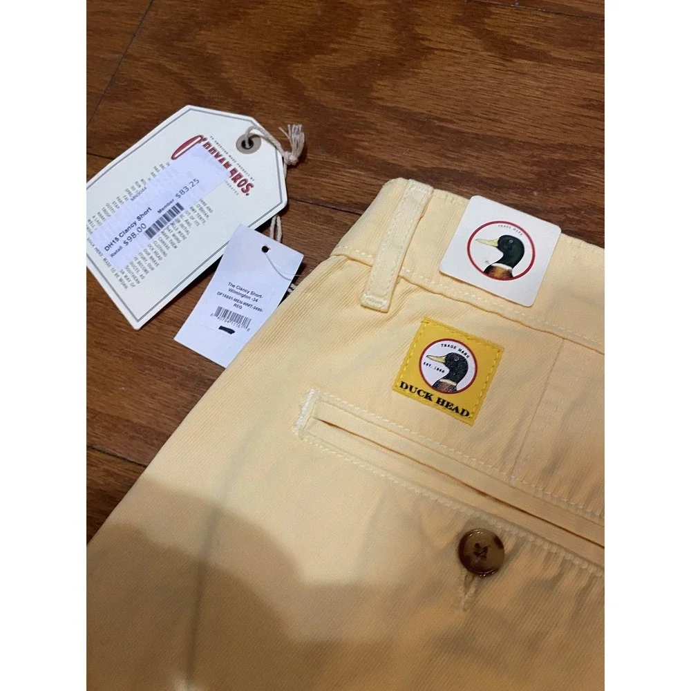 NEW Duck Head Shorts Mens Size 34 Yellow Clancy Made In USA NWT $98